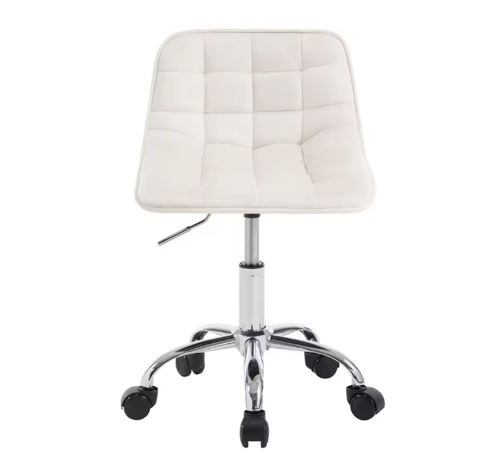 Fluwelen Draaibare Bureaustoel met Rugleuning – In Hoogte Verstelbare Make-up Werkstoel met Wielen