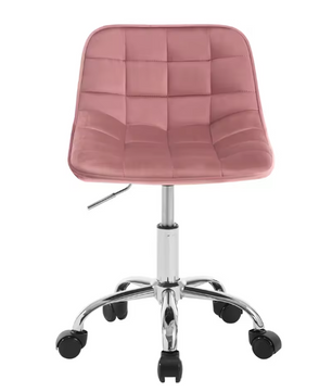 Fluwelen Draaibare Bureaustoel met Rugleuning – In Hoogte Verstelbare Make-up Werkstoel met Wielen