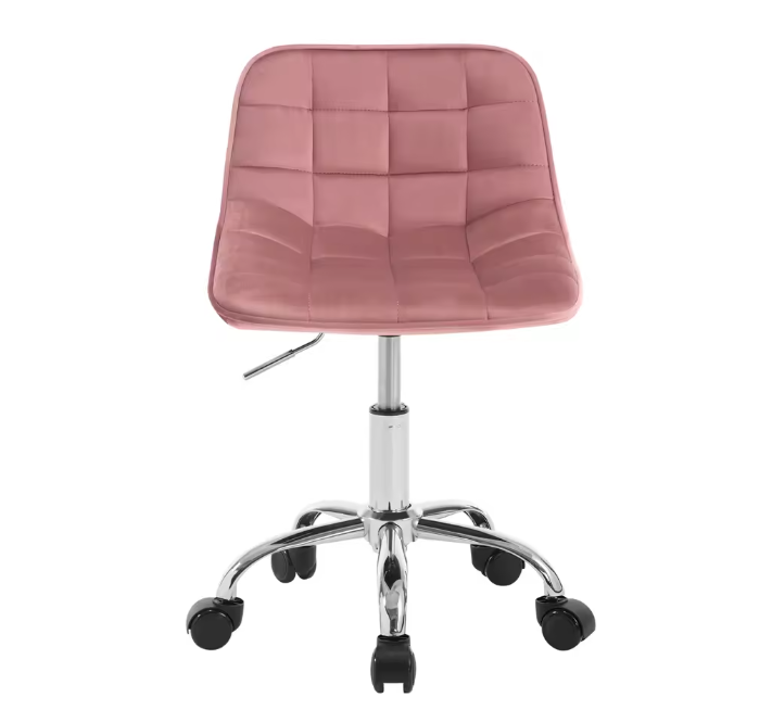 Fluwelen Draaibare Bureaustoel met Rugleuning – In Hoogte Verstelbare Make-up Werkstoel met Wielen