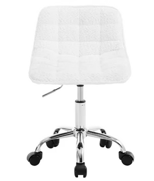 Fluwelen Draaibare Bureaustoel met Rugleuning – In Hoogte Verstelbare Make-up Werkstoel met Wielen