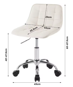 Fluwelen Draaibare Bureaustoel met Rugleuning – In Hoogte Verstelbare Make-up Werkstoel met Wielen