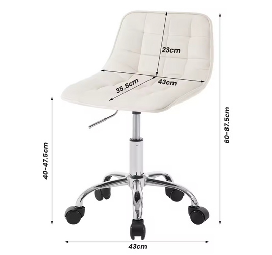 Fluwelen Draaibare Bureaustoel met Rugleuning – In Hoogte Verstelbare Make-up Werkstoel met Wielen
