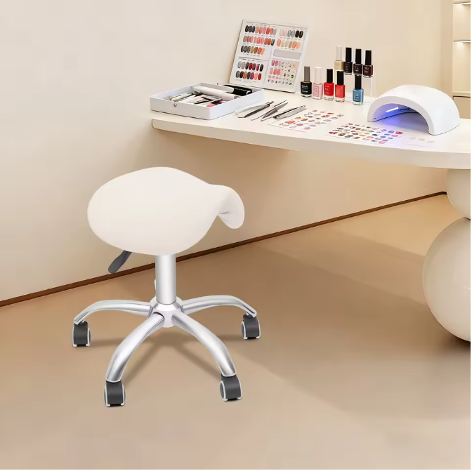 Rollende Zadelkruk Salonstoel – Verstelbare Kapperskruk met Wielen