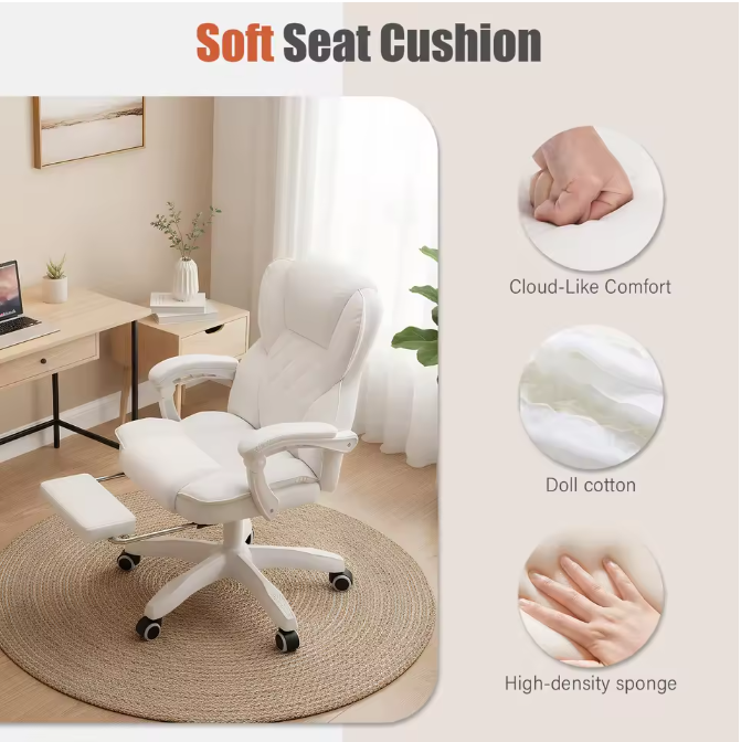 Ergonomische Bureaustoel met Hoofdsteun en Voetsteun – Verstelbare Draaistoel met Armleuningen