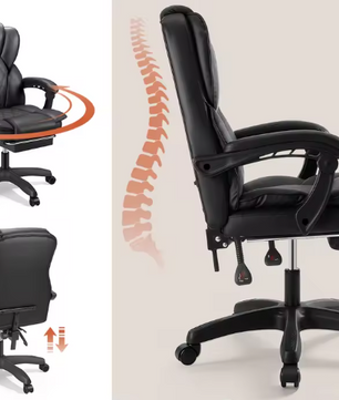 Ergonomische Bureaustoel met Hoofdsteun en Voetsteun – Verstelbare Draaistoel met Armleuningen