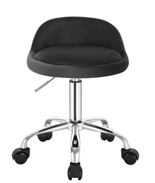 Fluwelen Draaibare Bureaukruk met Wielen – Verstelbare Werkkruk met Lage Rugleuning