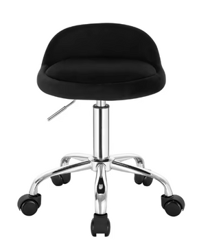 Fluwelen Draaibare Bureaukruk met Wielen – Verstelbare Werkkruk met Lage Rugleuning