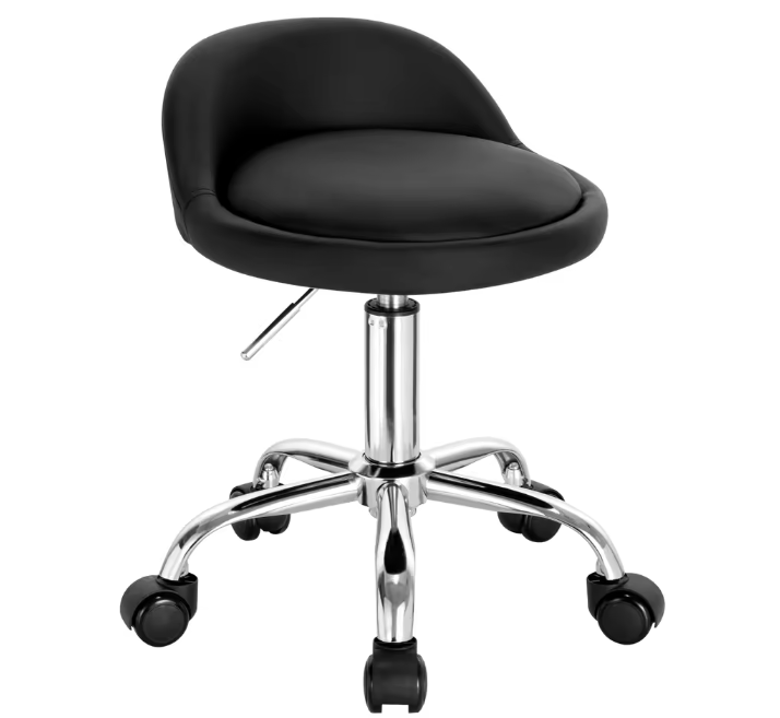 Fluwelen Draaibare Bureaukruk met Wielen – Verstelbare Werkkruk met Lage Rugleuning