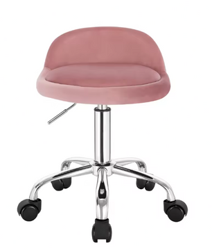 Fluwelen Draaibare Bureaukruk met Wielen – Verstelbare Werkkruk met Lage Rugleuning