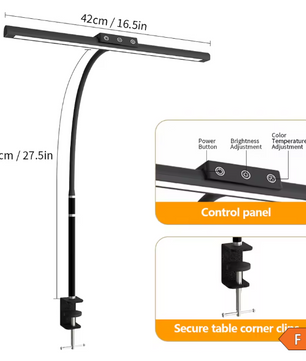LED Monitor Bureaulamp met Klem – Dimbare Zwanenhals Leeslamp