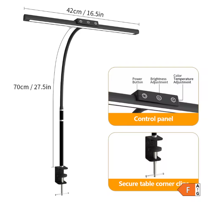 LED Monitor Bureaulamp met Klem – Dimbare Zwanenhals Leeslamp