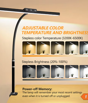 LED Monitor Bureaulamp met Klem – Dimbare Zwanenhals Leeslamp