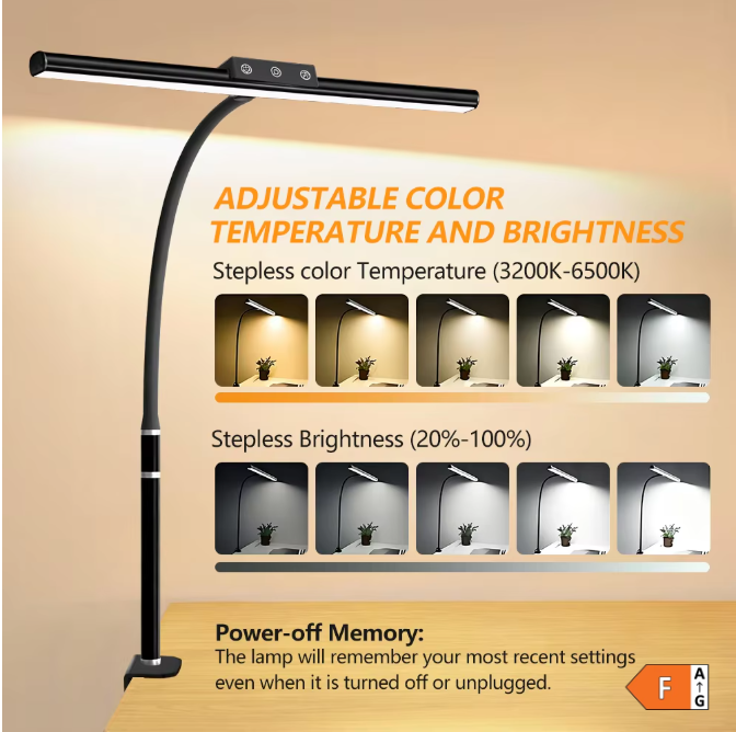 LED Monitor Bureaulamp met Klem – Dimbare Zwanenhals Leeslamp