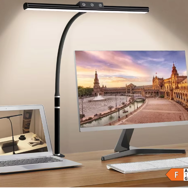LED Monitor Bureaulamp met Klem – Dimbare Zwanenhals Leeslamp