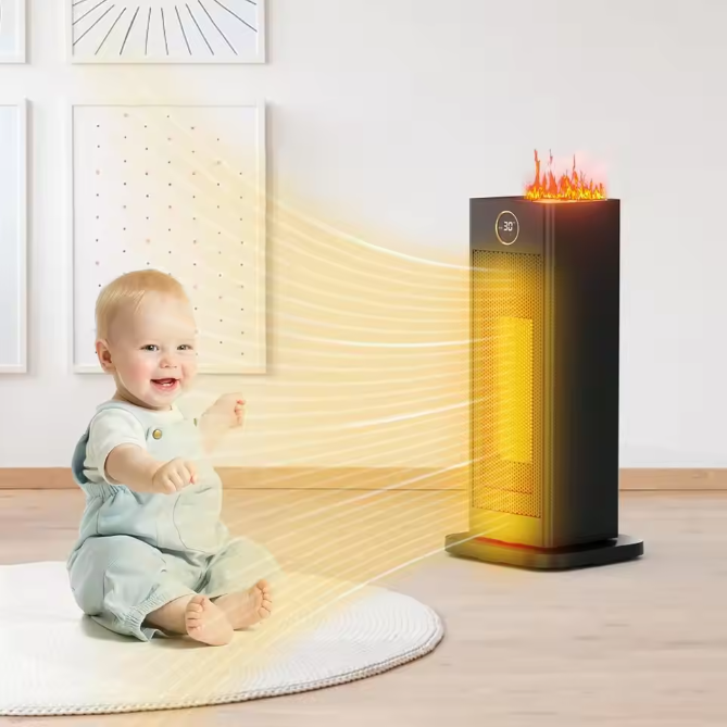 2000W Keramische Ventilatorkachel met Luchtbevochtiger en LED-Vlamlicht