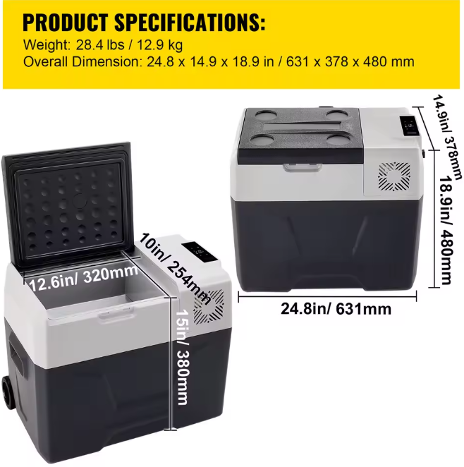 Draagbare Autokoelkast 20-55L – Elektrische Compressorkoeler 12/24V en 230V
