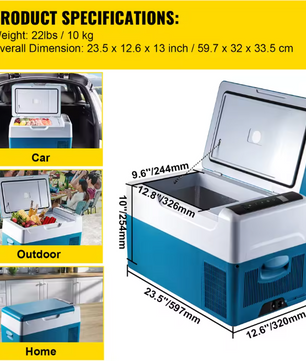 Draagbare Autokoelkast 20-55L – Elektrische Compressorkoeler 12/24V en 230V