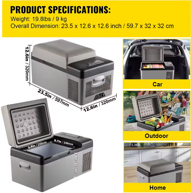 Draagbare Autokoelkast 20-55L – Elektrische Compressorkoeler 12/24V en 230V