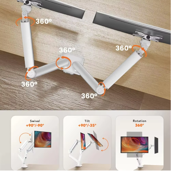 Dubbele Monitorbeugel 13–32 inch – Verstelbare Monitorstandaard met Rotatie