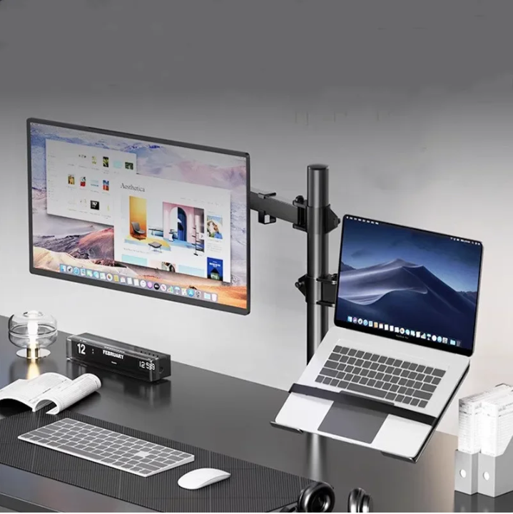 Dubbele Vrijstaande Monitorstandaard tot 27 inch – Verstelbaar en Draaibaar