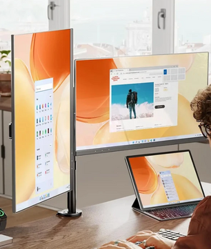 Dubbele Vrijstaande Monitorstandaard tot 27 inch – Verstelbaar en Draaibaar