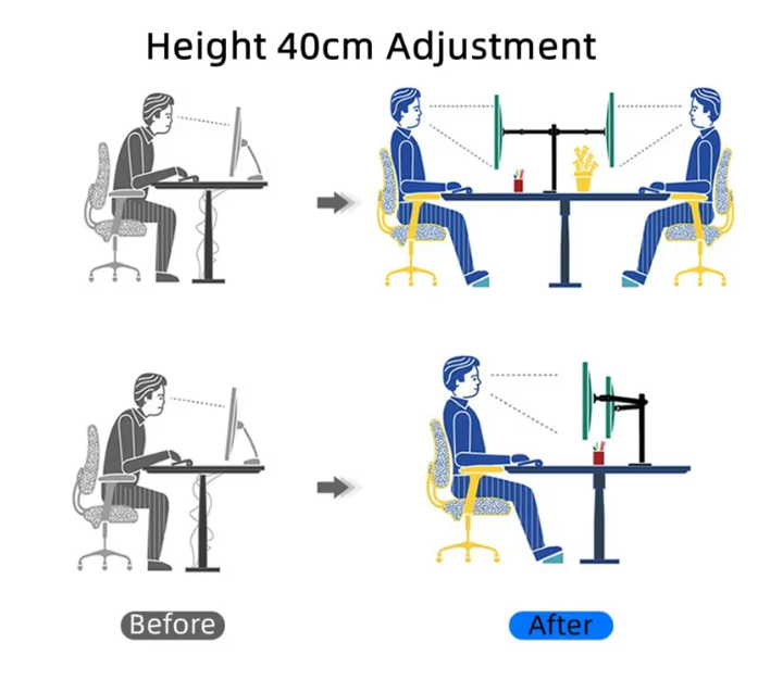 Dubbele Vrijstaande Monitorstandaard tot 27 inch – Verstelbaar en Draaibaar
