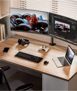 Dubbele Vrijstaande Monitorstandaard tot 27 inch – Verstelbaar en Draaibaar