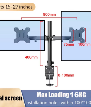 Dubbele Vrijstaande Monitorstandaard tot 27 inch – Verstelbaar en Draaibaar