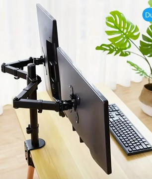 Dubbele Vrijstaande Monitorstandaard tot 27 inch – Verstelbaar en Draaibaar