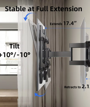 Full Motion TV Muurbeugel 32-80 inch – Verstelbare 6-Arm TV Beugel