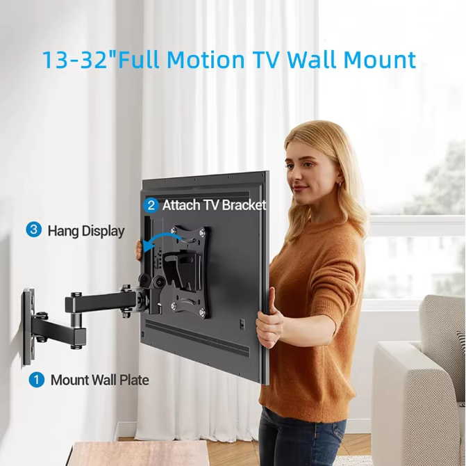 Full Motion TV Monitor Muurbeugel 10-32 inch – Draaibare Verstelbare Wandbeugel