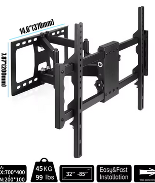 Full Motion TV Muurbeugel 30-85 inch – Draaibare Kantelbare TV Wandbeugel met Uitschuifbare Arm