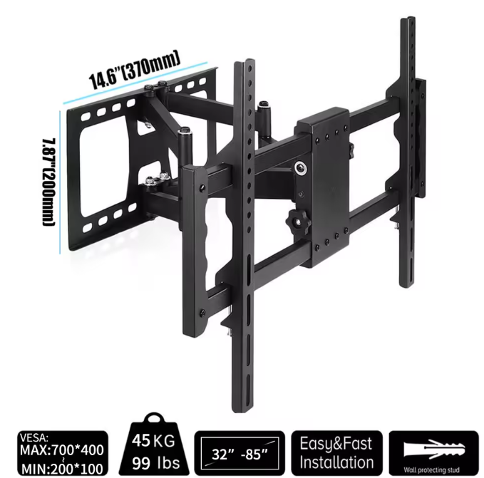 Full Motion TV Muurbeugel 30-85 inch – Draaibare Kantelbare TV Wandbeugel met Uitschuifbare Arm