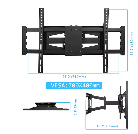 Full Motion TV Muurbeugel 30-85 inch – Draaibare Kantelbare TV Wandbeugel met Uitschuifbare Arm