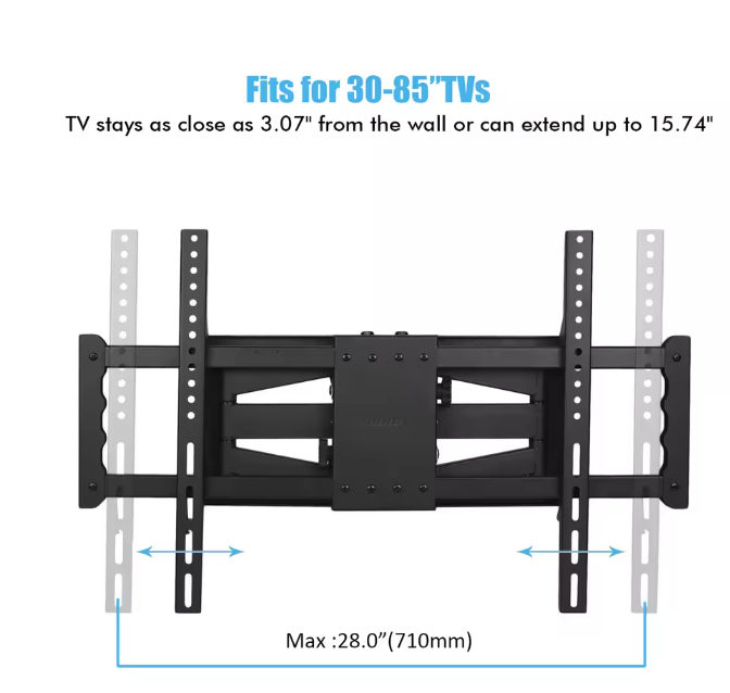 Full Motion TV Muurbeugel 30-85 inch – Draaibare Kantelbare TV Wandbeugel met Uitschuifbare Arm