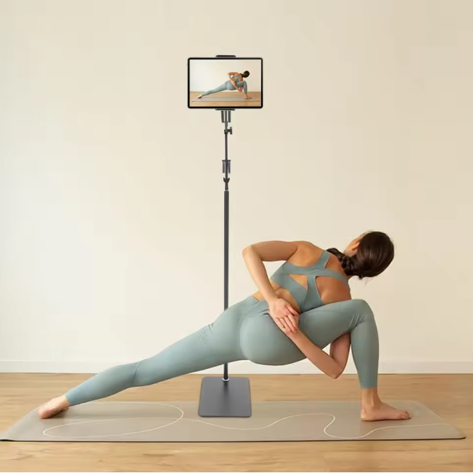 Vloerstandaard voor Tablet en Telefoon – 360° Draaibare Universele Tablet Houder met Antislip Basis