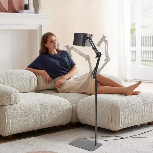 Vloerstandaard voor Tablet en Telefoon – 360° Draaibare Universele Tablet Houder met Antislip Basis