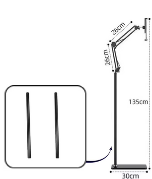 Schaalbare Tablet en Telefoon Vloerstandaard – 360° Draaibare Verstelbare Arm Houder voor 4-12,9 Inch Apparaten