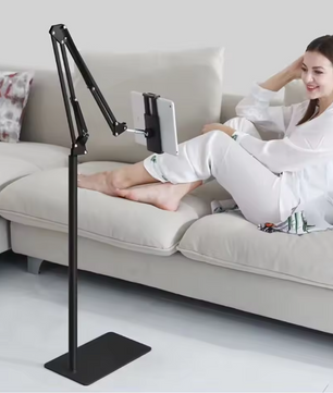 Schaalbare Tablet en Telefoon Vloerstandaard – 360° Draaibare Verstelbare Arm Houder voor 4-12,9 Inch Apparaten