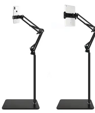 Schaalbare Tablet en Telefoon Vloerstandaard – 360° Draaibare Verstelbare Arm Houder voor 4-12,9 Inch Apparaten