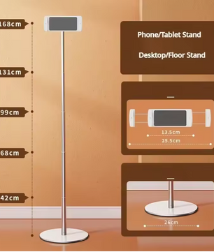 Verstelbare Tablet Vloerstandaard 360° Draaibaar – Aluminium Houder