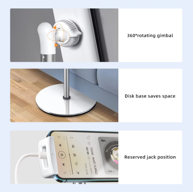 Verstelbare Tablet Vloerstandaard 360° Draaibaar – Aluminium Houder