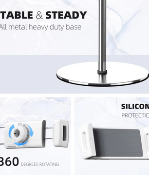 Verstelbare Tablet Vloerstandaard 360° Draaibaar – Aluminium Houder
