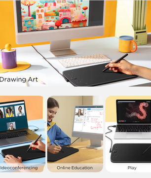 Grafische Tekentablet 10 Inch met 16K Drukniveaus, 8 Sneltoetsen en Scroll Wheel