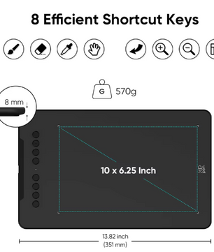 Digitale Grafische Tekentablet 10x6 Inch – 16K Drukniveaus Stylus