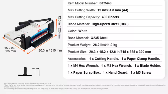 Industriële Papiersnijder Guillotine – 400 Vel Stapelsnijder