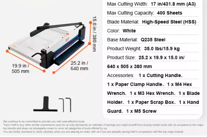 Industriële Papiersnijder Guillotine – 400 Vel Stapelsnijder