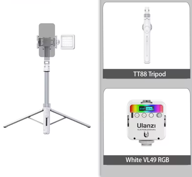 Overhead Selfie Stick en Telefoon Statief 1,44m – Bluetooth Remote