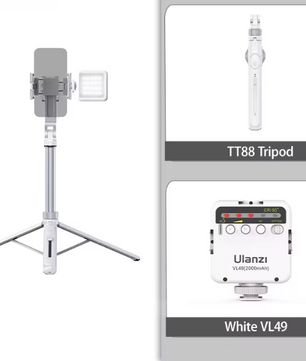 Overhead Selfie Stick en Telefoon Statief 1,44m – Bluetooth Remote