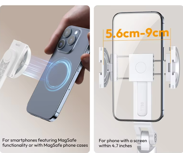 Overhead Selfie Stick en Telefoon Statief 1,44m – Bluetooth Remote